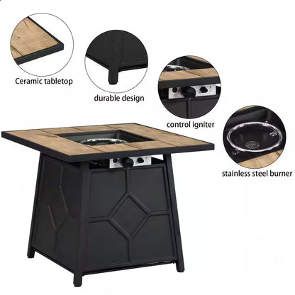 30 In. 40000 BTU Brown Square Outdoor Gas Fire Pit