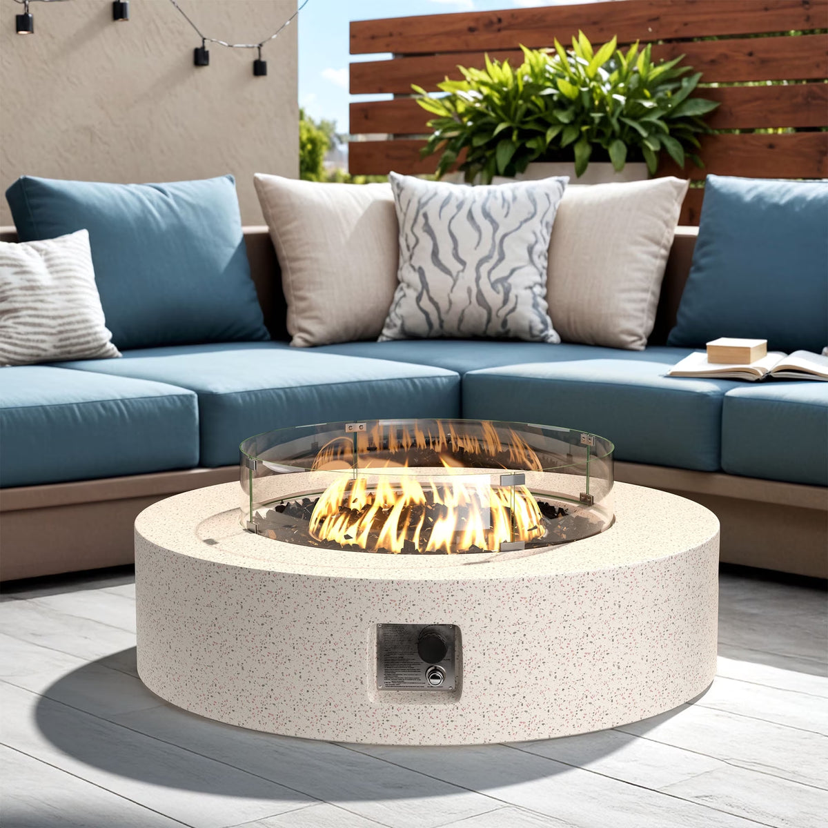 41''Round Fire Pit Table,50000 BTU Outdoor Propane Patio Fire Pit
