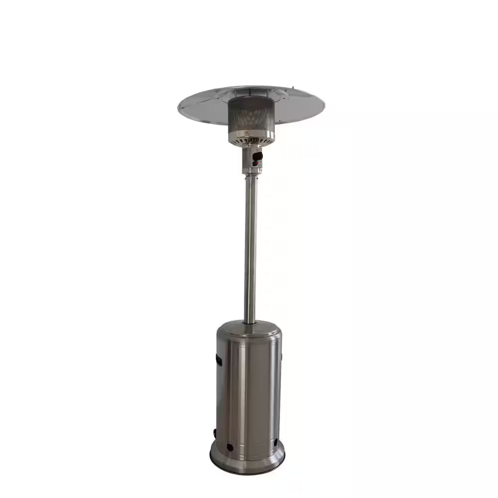 46000 Btus Aluminum Propane Standing Patio Heater with Wheels, Gray