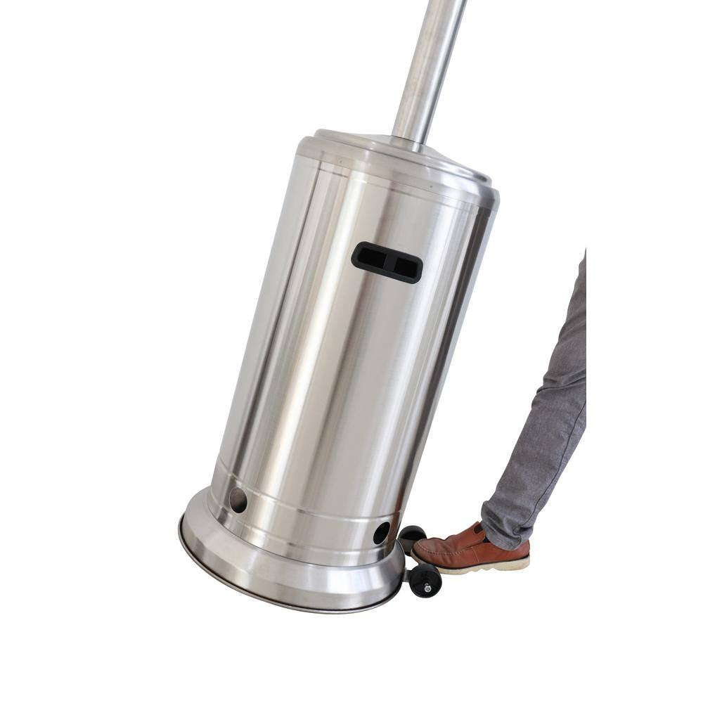 46000 Btus Aluminum Propane Standing Patio Heater with Wheels, Gray