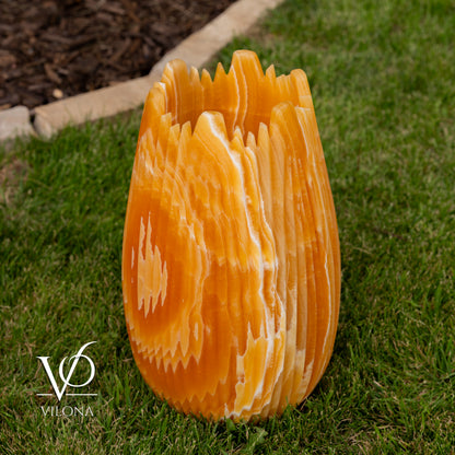 Miami Sunset Onyx Crown Lamps - Sculptural Natural Stone Pair