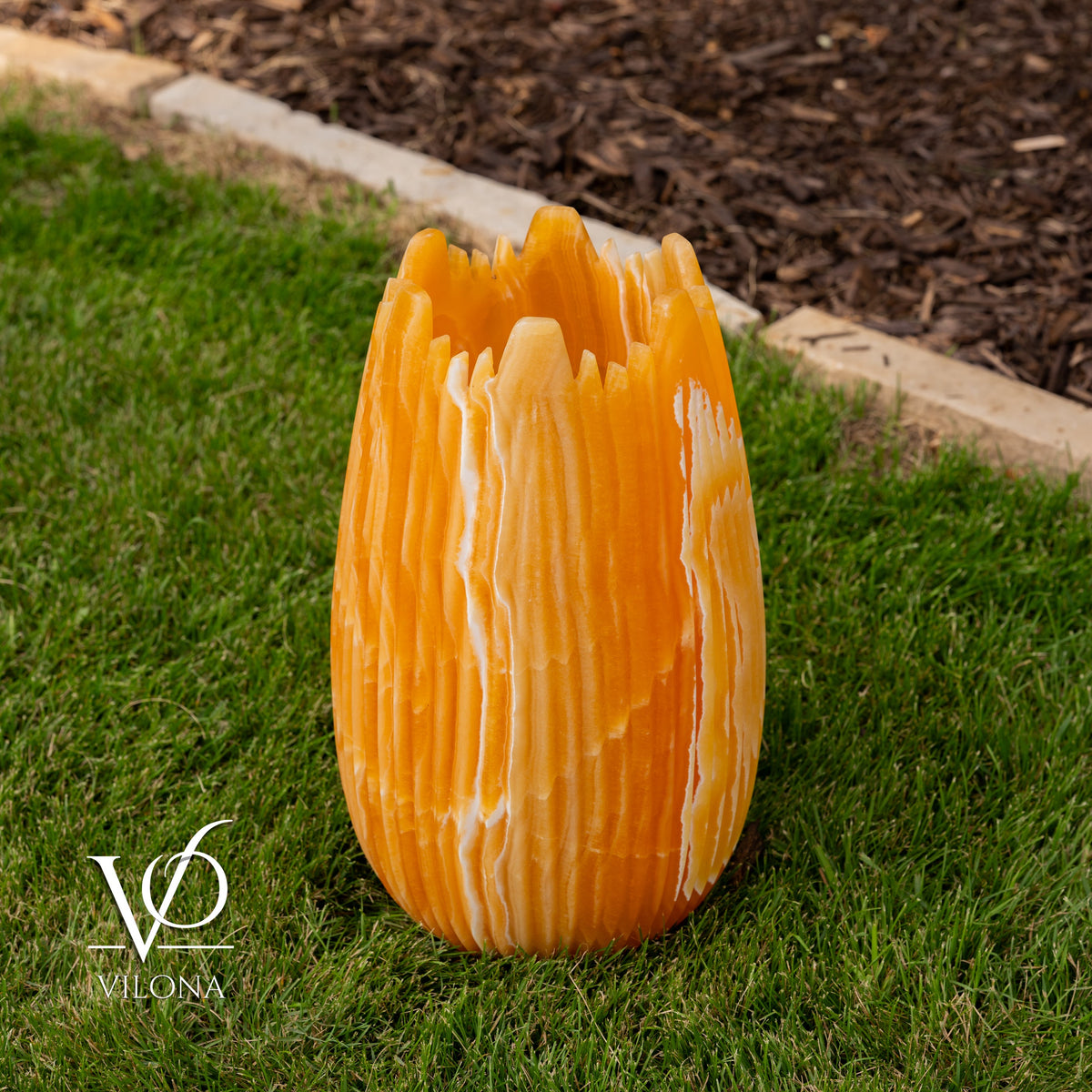 Miami Sunset Onyx Crown Lamps - Sculptural Natural Stone Pair