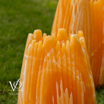 Miami Sunset Onyx Crown Lamps - Sculptural Natural Stone Pair