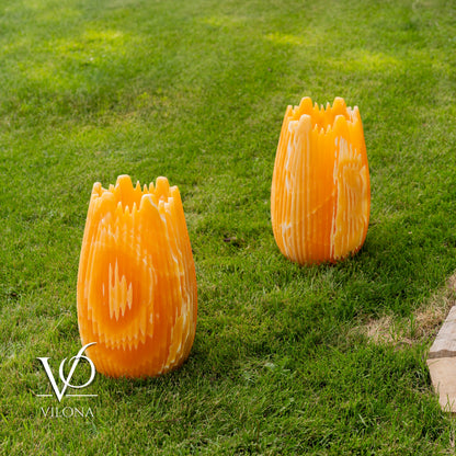 Miami Sunset Onyx Crown Lamps - Sculptural Natural Stone Pair