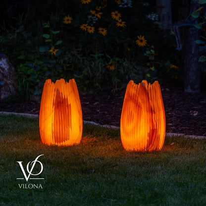 Miami Sunset Onyx Crown Lamps - Sculptural Natural Stone Pair