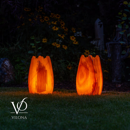 Miami Sunset Onyx Crown Lamps - Sculptural Natural Stone Pair