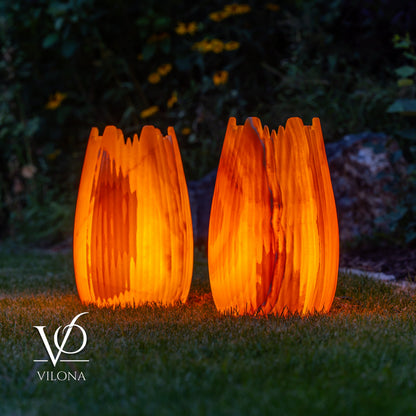 Miami Sunset Onyx Crown Lamps - Sculptural Natural Stone Pair