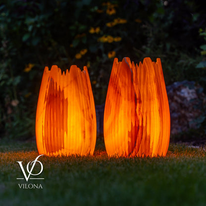 Miami Sunset Onyx Crown Lamps - Sculptural Natural Stone Pair