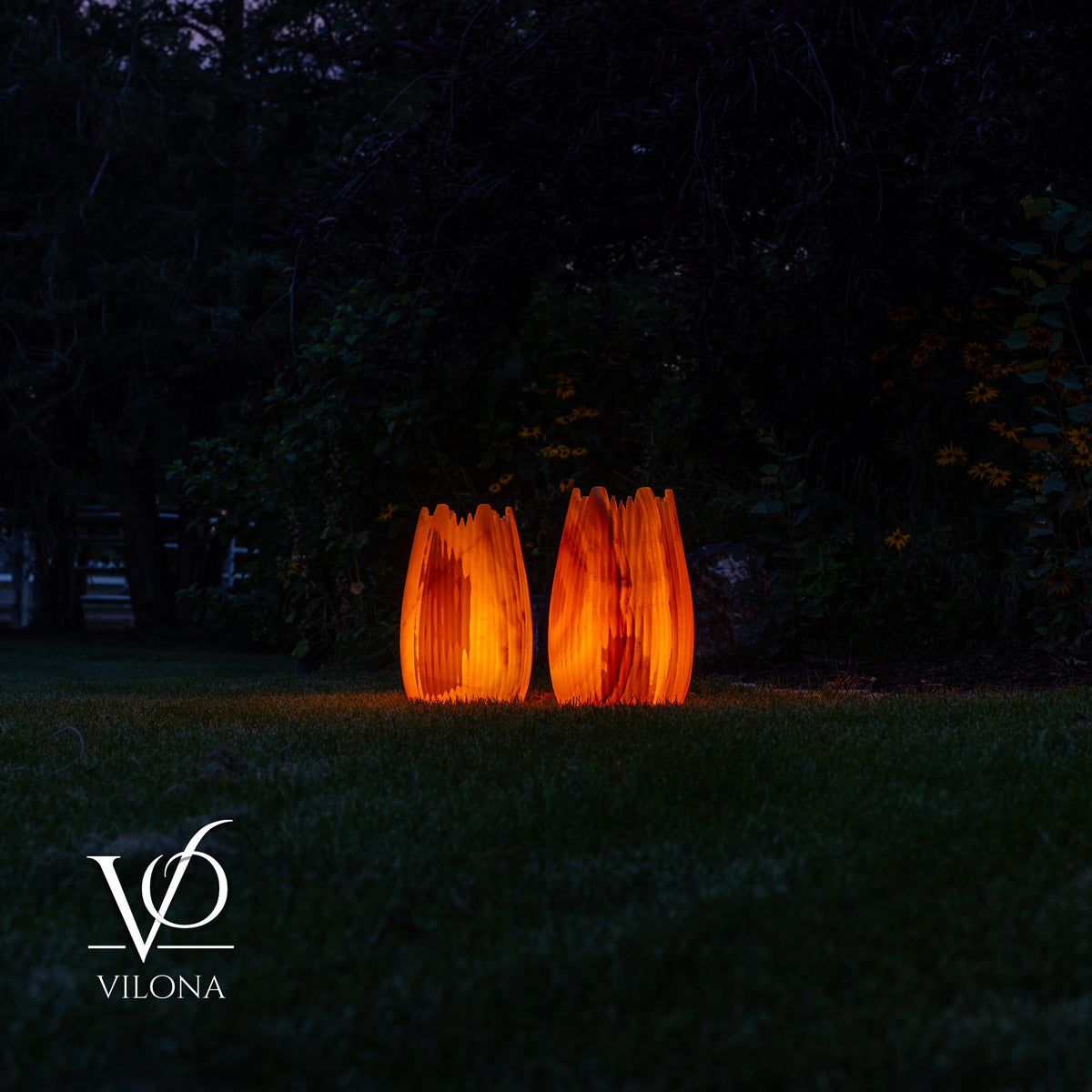 Miami Sunset Onyx Crown Lamps - Sculptural Natural Stone Pair
