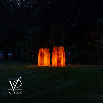 Miami Sunset Onyx Crown Lamps - Sculptural Natural Stone Pair