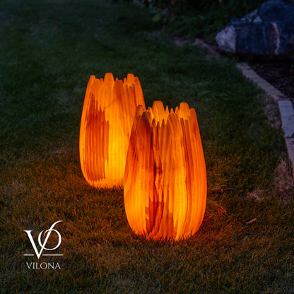 Miami Sunset Onyx Crown Lamps - Sculptural Natural Stone Pair