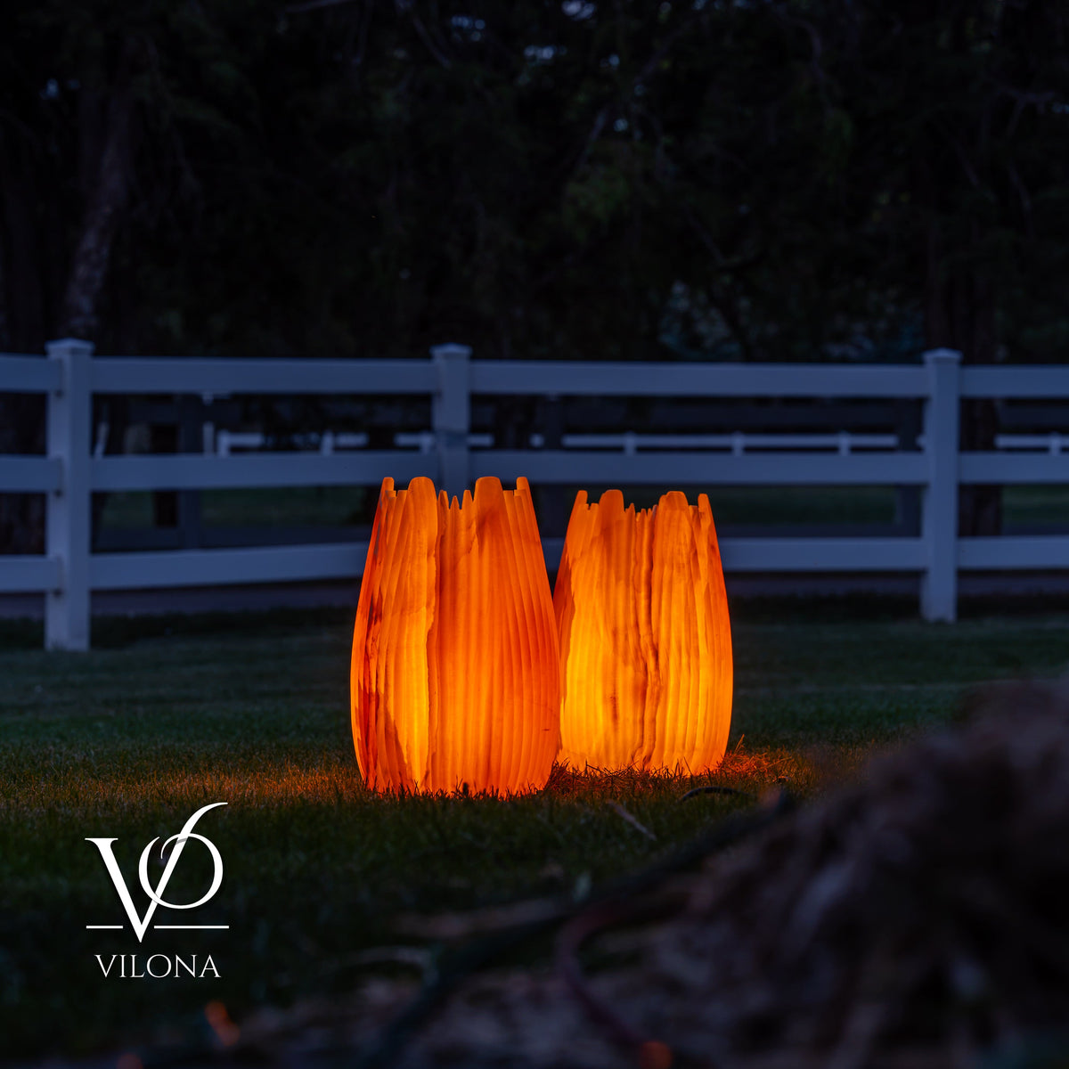 Miami Sunset Onyx Crown Lamps - Sculptural Natural Stone Pair