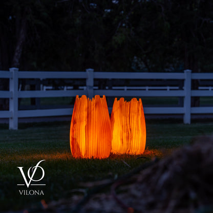Miami Sunset Onyx Crown Lamps - Sculptural Natural Stone Pair
