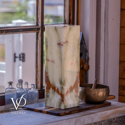 Bamboo Onyx Table Lamp – Dark Edition #1 – 19.75" Tall × 6" Wide