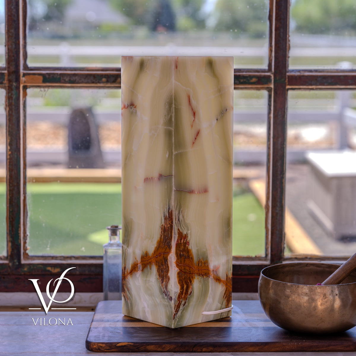 Bamboo Onyx Table Lamp – Dark Edition #1 – 19.75" Tall × 6" Wide