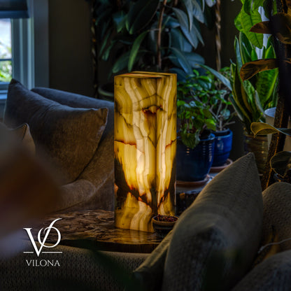 Bamboo Onyx Table Lamp – Dark Edition #1 – 19.75" Tall × 6" Wide