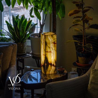 Bamboo Onyx Table Lamp – Dark Edition #1 – 19.75" Tall × 6" Wide
