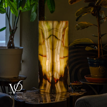 Bamboo Onyx Table Lamp – Dark Edition #1 – 19.75" Tall × 6" Wide