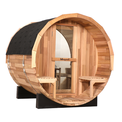 Blisspod Prague Outdoor Canadian Red Cedar Barrel Steam Sauna