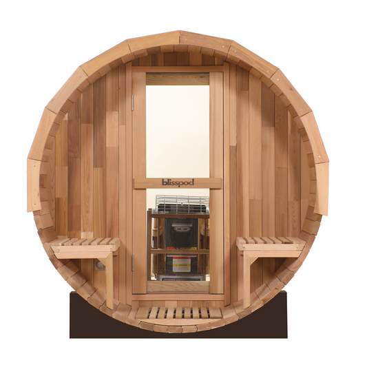 Blisspod Prague Outdoor Canadian Red Cedar Barrel Steam Sauna