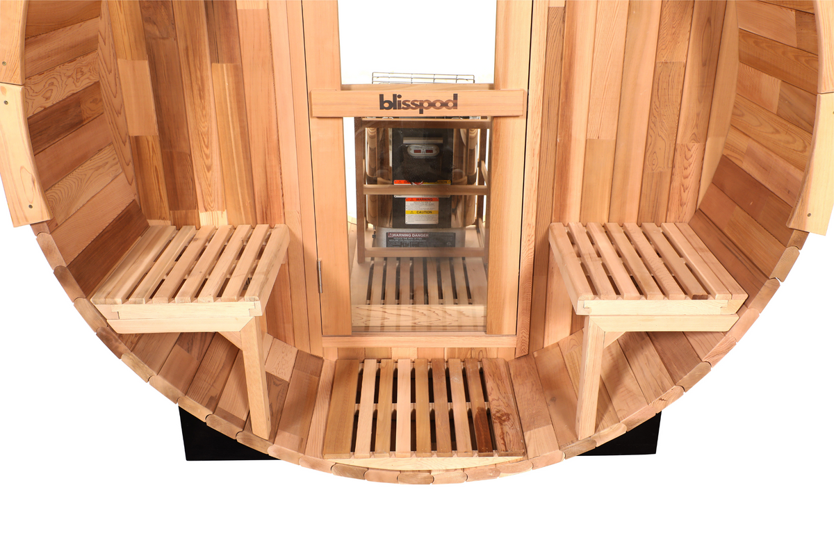 Blisspod Prague Outdoor Canadian Red Cedar Barrel Steam Sauna