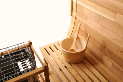 Blisspod Prague Outdoor Canadian Red Cedar Barrel Sauna with Full Glass Back