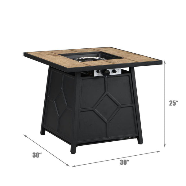 30 In. 40000 BTU Brown Square Outdoor Gas Fire Pit