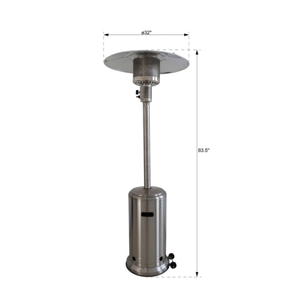 46000 Btus Aluminum Propane Standing Patio Heater with Wheels, Gray