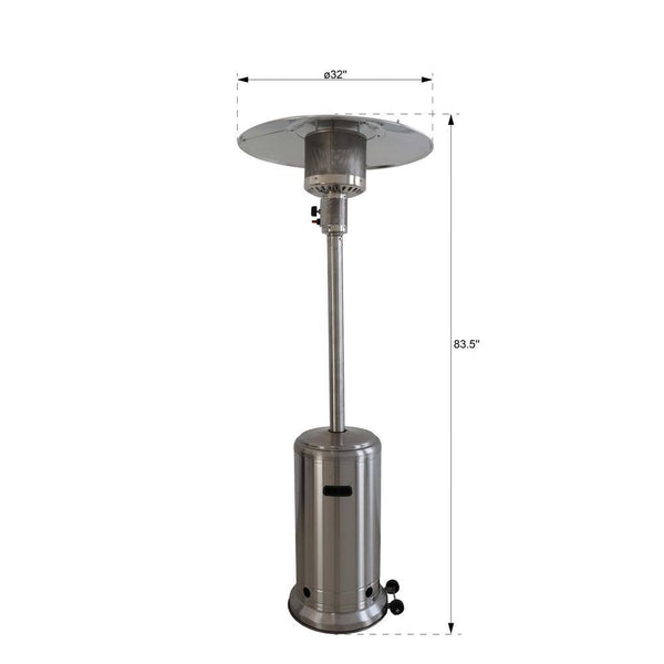 46000 BTUs Aluminum Propane Standing Patio Heater with Wheels, Gray