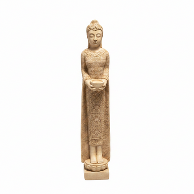 Standing Buddha Stone Statue Asian Buddha Figurine Concrete Zen Lady Sculpture Outdoor Garden Decoration
