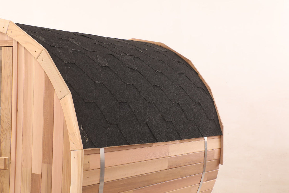Blisspod Prague Outdoor Canadian Red Cedar Barrel Sauna with Full Glass Back