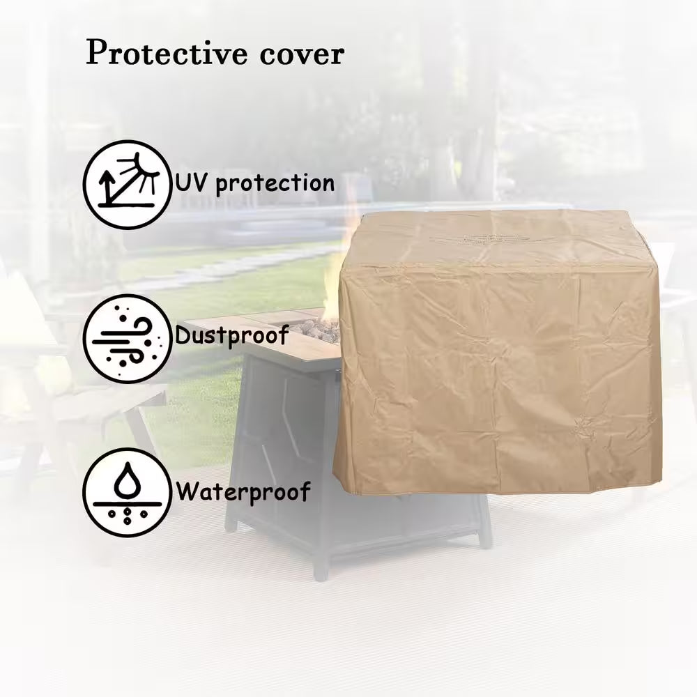 30 In. 40000 BTU Brown Square Outdoor Gas Fire Pit