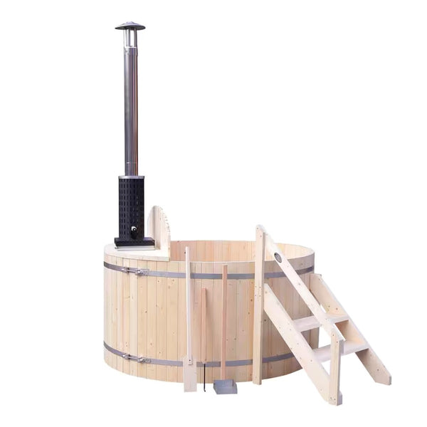 Wood-Fired Pine Outdoor Hot Tub and Ice Bath with Internal Stove (4–5 Person)