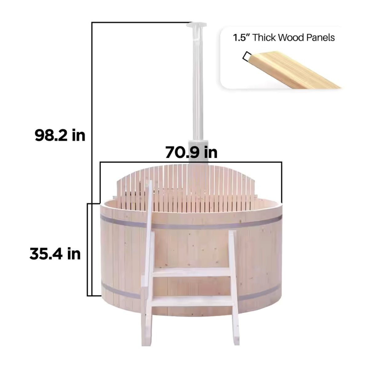 Wood-Fired Pine Outdoor Hot Tub and Ice Bath with Internal Stove (4–5 Person)
