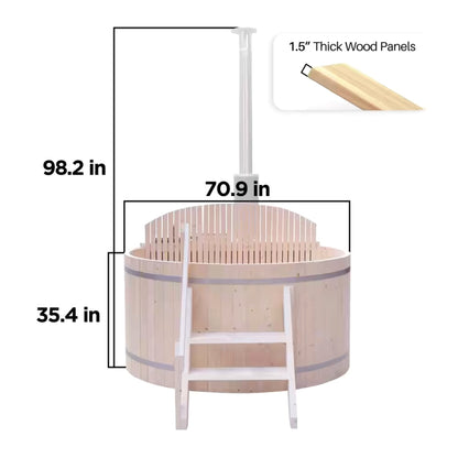 Wood-Fired Pine Outdoor Hot Tub and Ice Bath with Internal Stove (4–5 Person)
