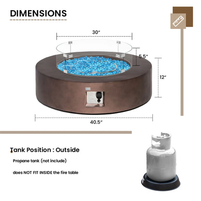 41''Round Fire Pit Table,50000 BTU Outdoor Propane Patio Fire Pit