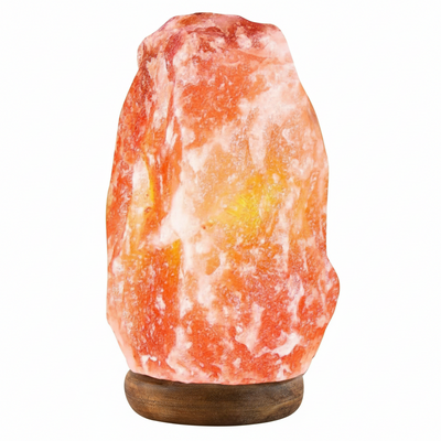 Himalayan Salt Lamp 8–10"(7–11 Lb) Dimmable Pink Rock Salt Lamp with Wooden Base & Night Light Bulb, Spa Decor for Meditation Room, Massage Stones Ambiance, Desk & Bedroom,Gifts for Men & Women