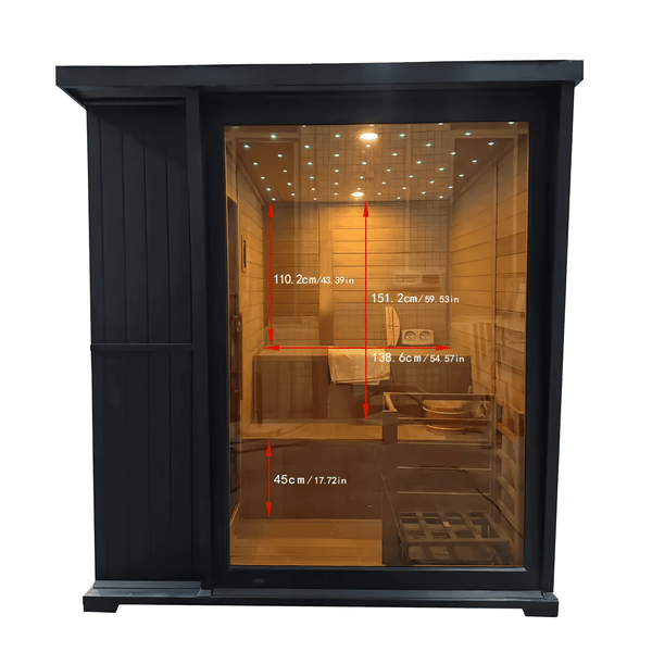 4-Person Hemlock Wood Sauna with 9kW Heater & Accessories