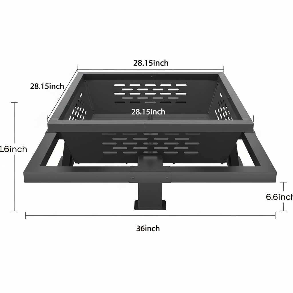 36" Square Fire Pit, Wood Burning Fire Pit with Poker for Patio, Backyard, Picnic, Camping, Black
