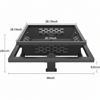 36" Square Fire Pit, Wood Burning Fire Pit with Poker for Patio, Backyard, Picnic, Camping, Black