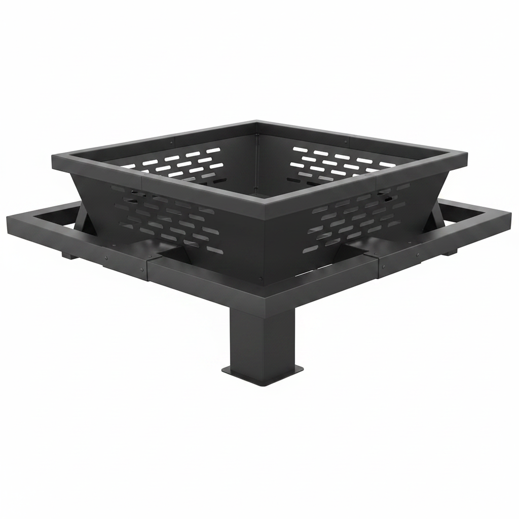 36" Square Fire Pit, Wood Burning Fire Pit with Poker for Patio, Backyard, Picnic, Camping, Black