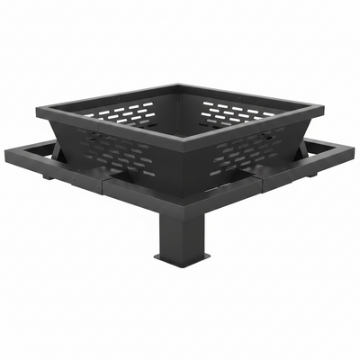 36" Square Fire Pit, Wood Burning Fire Pit with Poker for Patio, Backyard, Picnic, Camping, Black