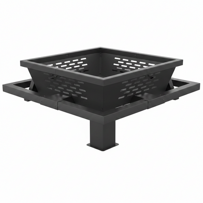 36" Square Fire Pit, Wood Burning Fire Pit with Poker for Patio, Backyard, Picnic, Camping, Black