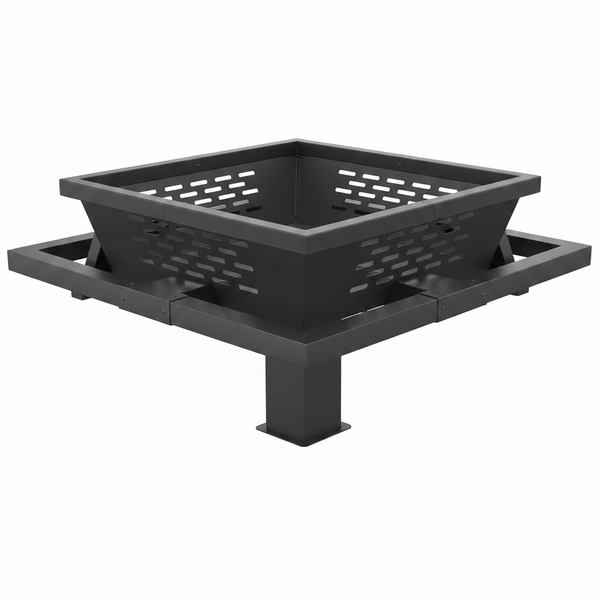 36" Square Fire Pit, Wood Burning Fire Pit with Poker for Patio, Backyard, Picnic, Camping, Black