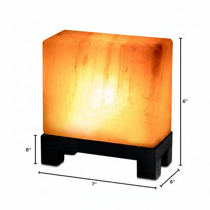 Himalayan Salt Lamp Rectangle, Natural Pink Rock Salt Lamp on Modern Wood Base with Night Light Bulb and Dimmable Cord, Spa Decor, Salt Massage Stones Ambiance, Meditation Accessories Decor Gift